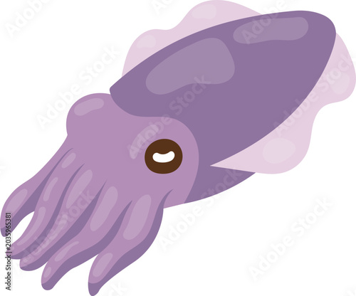Fotografie Cute purple cuttlefish character illustration