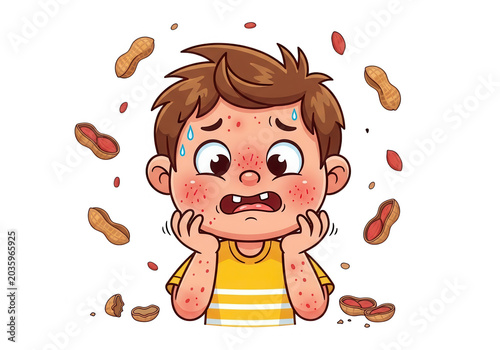 Sad child with falling tears and scattered leaves isolated on transparent background