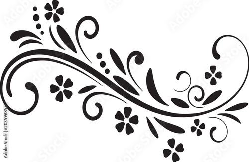 Elegant black floral scroll ornament design