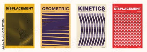 Minimalist Geometric Poster Templates Pack: Bold Line Art Displacement and Kinetics Design Set