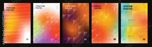 Modern Abstract Gradient Poster Templates Pack, Vibrant Geometric Colorful Design Set