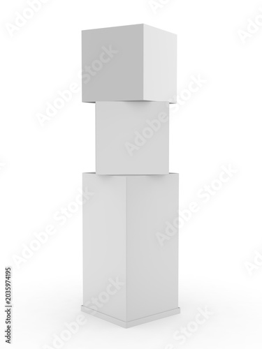 Blank advertising Custom Squared Cube Pop Up Design Display Box, 3d render illustration.