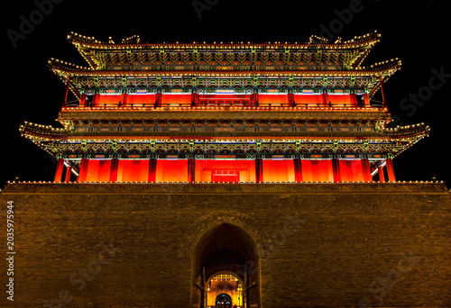 Quadro em tela Qianmen Gate Zhengyang Men Tiananmen Square Beijing China Night
