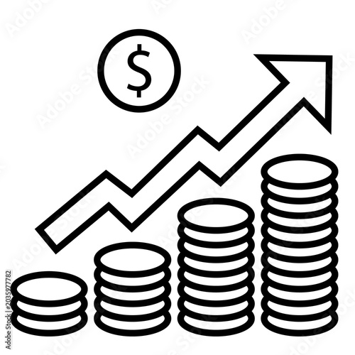 Inflation icon. Growth or Increase price sign. Change money symbol. Dollar inflation logo. flat style.