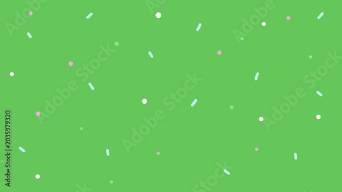 Seamless Loop of Cute Minimalist Confetti and Sprinkles on Green Background