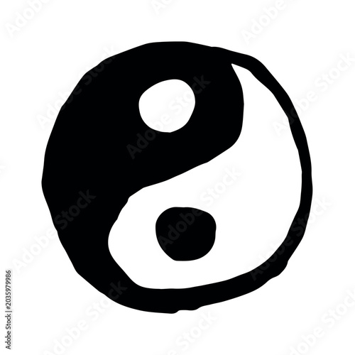 Foto Hand drawn yin yang symbol Zen and Tao Harmony and balance Black and white yin a