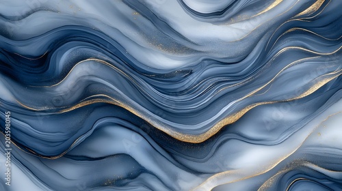 Luxury blue marble texture with gold veins, elegant liquid acrylic abstract background, flowing indigo waves for premium interior design
