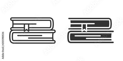 Books icon set.Two stacks of books with bookmarks, ideal for education and library themes. flat illustration of vector icon on white background