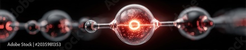 Hyper realistic 3D model of a heme B molecule featuring a central glowing iron atom within a porphyrin ring and deep metallic textures.