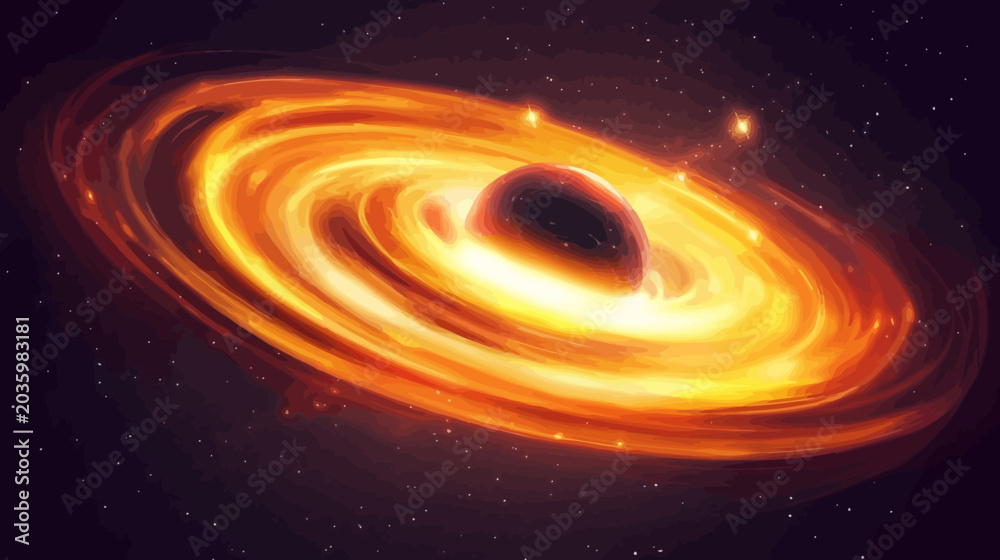 Obraz premium Artistic depiction of a black hole with swirling accretion disk in space