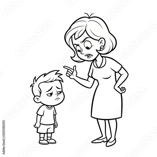 Foto Angry Mother Scolding Sad Child, Disappointed Parent Lecturing Boy