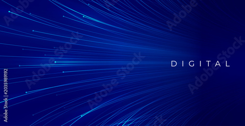 abstract cyber tech digital lines blue background design