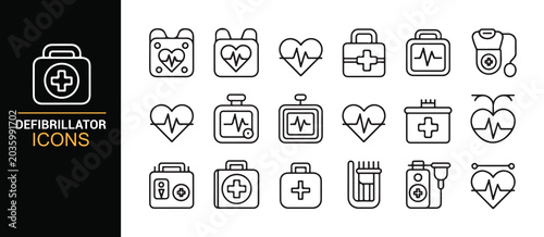 First Aid Defibrillator Symbol Monochrome Icon Pack