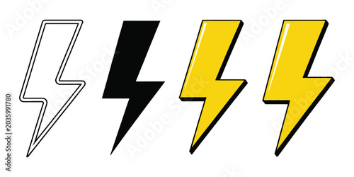 Tableau sur toile Lightning Icon Vector for Electric Energy, Power Symbol, Thunder Bolt and Energy