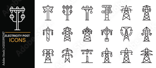 Electrical Infrastructure And Utility Pole Icon Pack
