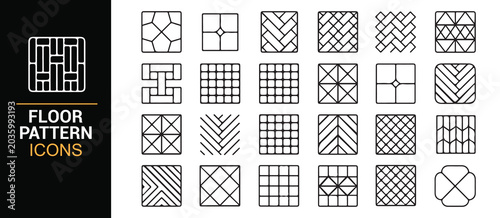 Construction Flooring Layout Monochrome Vector Icons