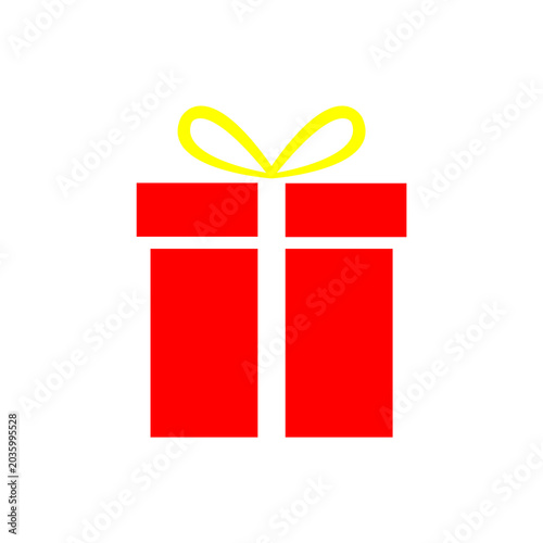 red Gift icon isolate on white.