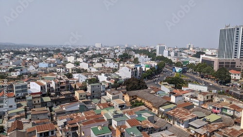 Cityscape in Buon Ma Thuot, Vietnam: Panoramic view of the residential area and lush greenery in the highland city in 2020