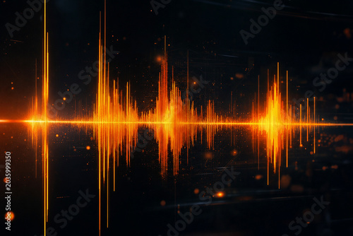 Orange Neon Audio Spectrum Wave Background