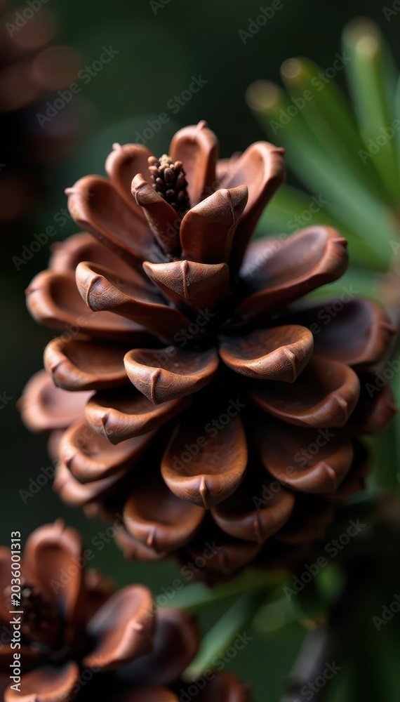 Fototapeta premium A cluster of closed pine cones, brown and textured , detail, nature, cones