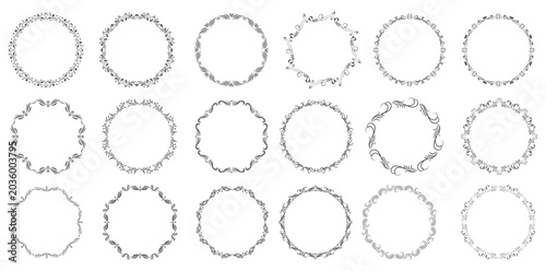 decorative circular frame border ornate vector set