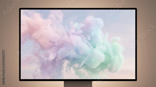 Abstract background with soft pastel colored ink clouds swirling in water