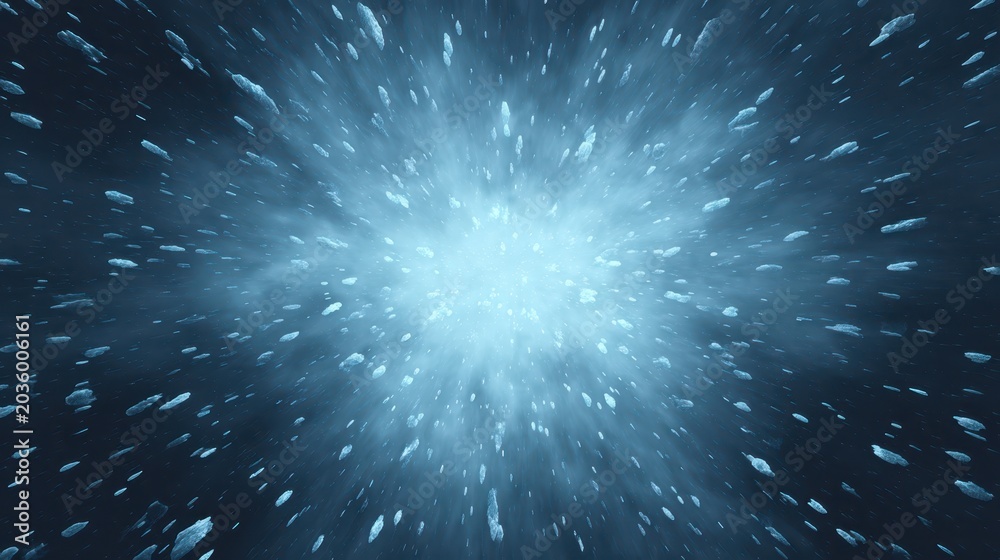 Fototapeta premium An ethereal explosion of blue light creating a dynamic space scene.
