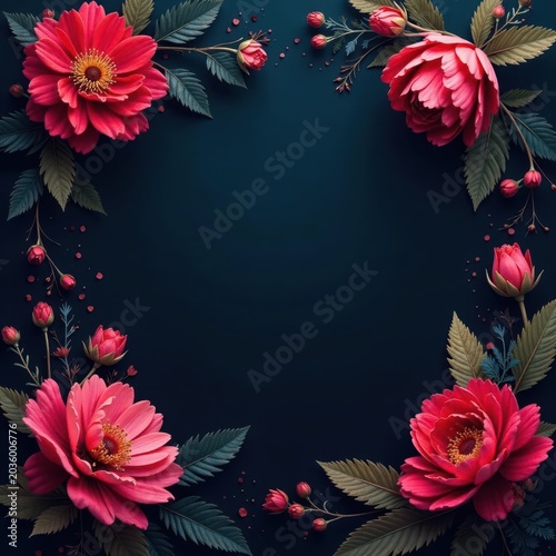 Intricate dark floral wallpaper, rich jewel-toned blooms & foliage , jewel tones, rich colors