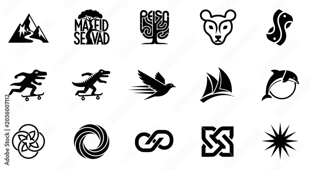 Fototapeta premium Collection of Black and White Vector Icons and Symbols