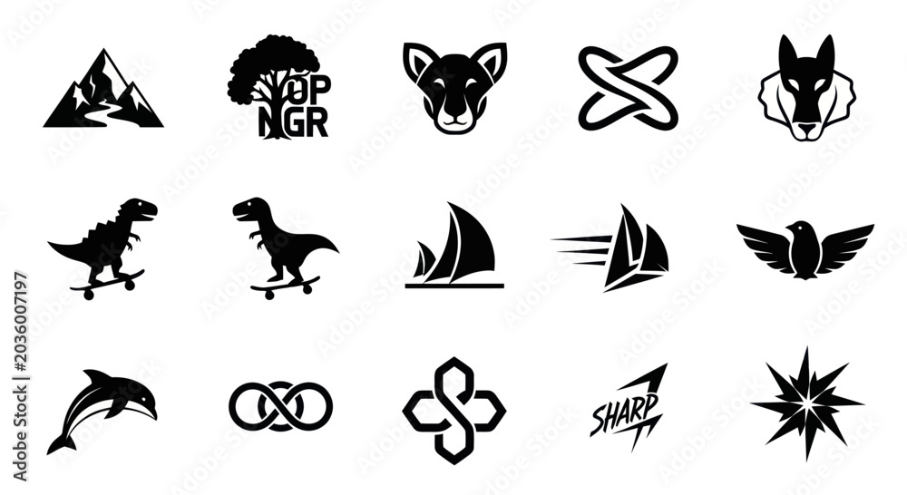 Fototapeta premium Collection of Black and White Vector Icons and Symbols