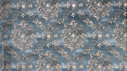 Tableau sur toile Blue and gold damask wallpaper texture, luxury vintage baroque pattern backgroun