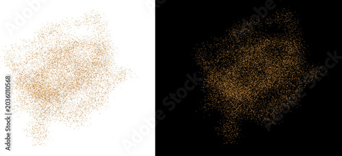 Slika na platnu Golden glitter dust explosion on black and white backgrounds, sparkling sand par