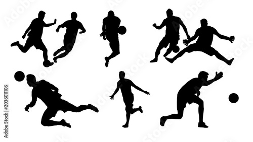 Foto Energetic Soccer Players Silhouettes Set – Capturing the thrill and athleticism