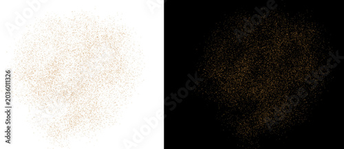 Obraz na płótnie Golden glitter dust explosion on white and black background, shimmering metallic