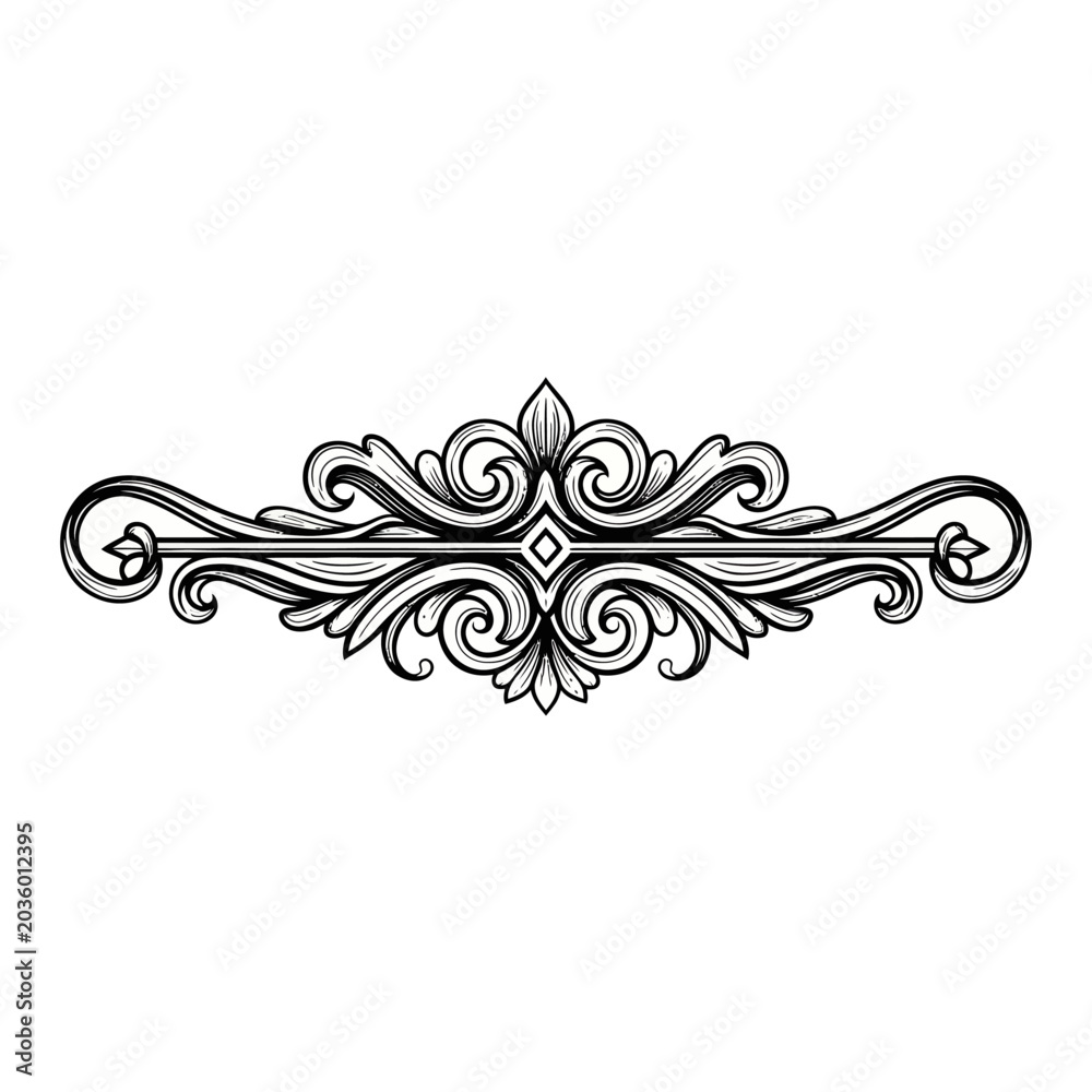 Fototapeta premium Intricate Black and White Decorative Design.
