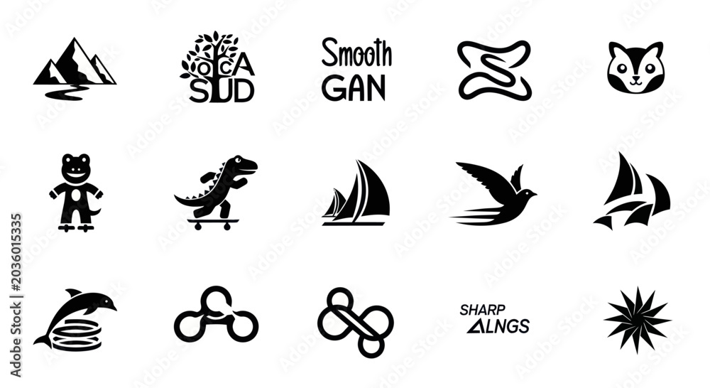 Fototapeta premium Collection of Diverse Black and White Icons and Symbols