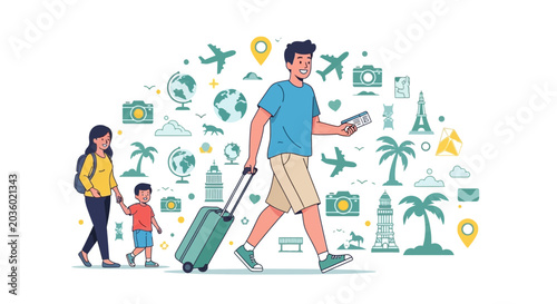 Happy Family Travel Planning with World Exploration Concepts