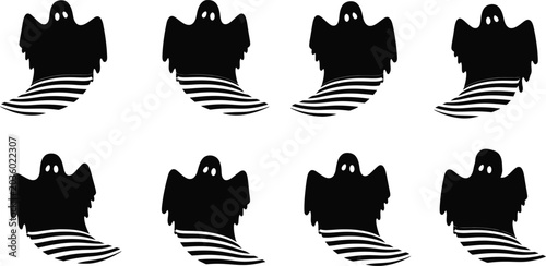 Halloween ghost silhouettes with striped fabric