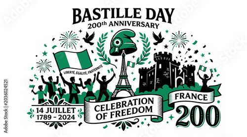 Obraz na płótnie Bastille Day 200th Anniversary Celebration of Freedom France 1789-2024