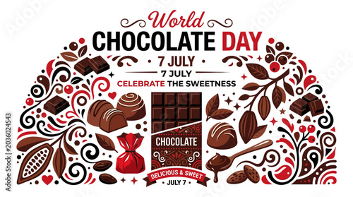 Obraz na płótnie World Chocolate Day Celebration with Delicious Sweets and Festive Decorations