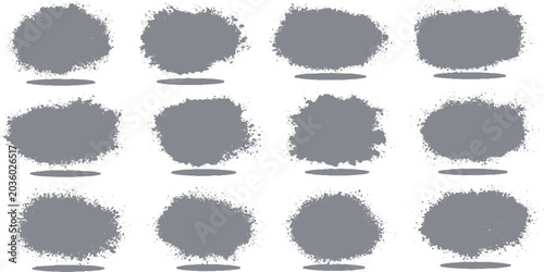 Tableau sur toile Set of gray spray paint splash vector shapes with drop shadow effect abstract is