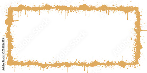 Bild auf Leinwand Yellow paint splatter rectangular border frame with drips splatter rectangular b