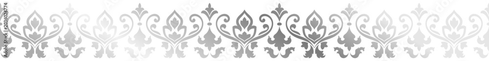 Fototapeta premium Seamless edge, abstract vintage pattern, silver color.