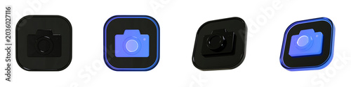 Valokuva 3D Camera On Off UI Icon Set