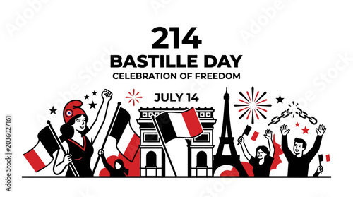 Foto Bastille Day Celebration: Freedom, Paris Landmarks, French Flags, Fireworks
