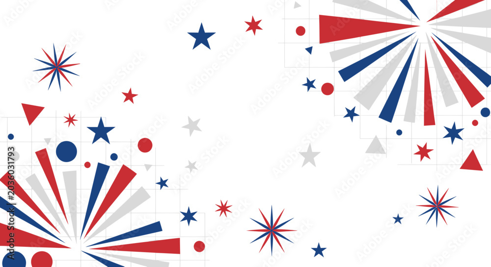Obraz premium Red White Blue Stars Fireworks Celebration Background
