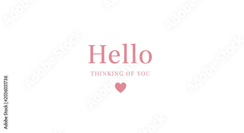 Cuadro en lienzo Hello Thinking Of You Pink Heart Greeting Card Minimalist Design