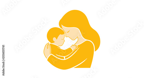 Tableau sur toile Motherly Love: Woman Embracing Baby, Symbol of Care and Family Bond