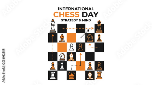 Quadro su tela International Chess Day Strategy Mind Board Game Pieces