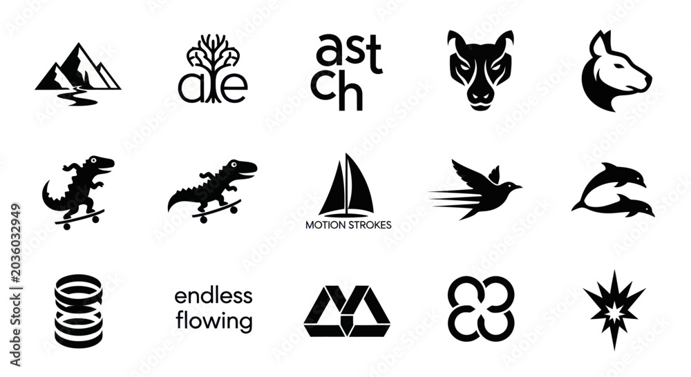 Fototapeta premium Vector Logo Icons Collection: Animals, Nature, Business, Abstract & More